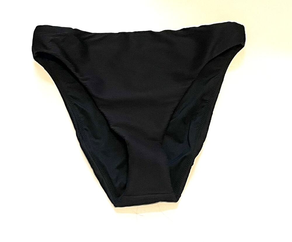 J. Crew Textured Ribbed High Waist Bikini Swim Bottom Black Size Small NEW